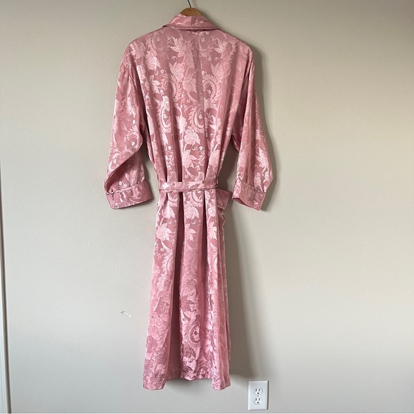 Vintage Victoria's Secret Gold Label Rose Pink Satin Floral Full Length Robe - Picture 5 of 15
